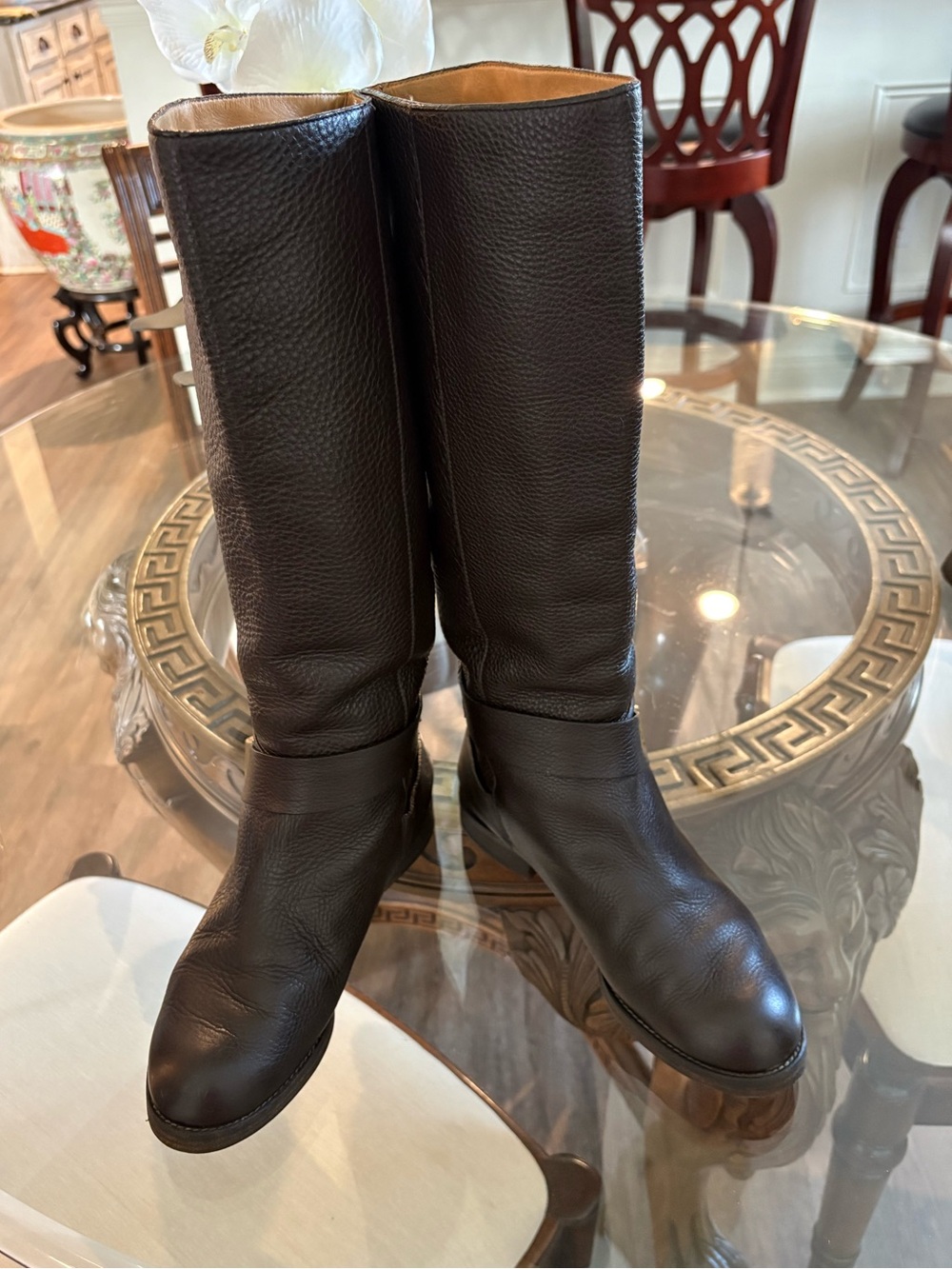 🤎🤎CHLOE WOMENS ERIN PRINCE DARK BRIWN LEATHER TALL KNEE HIGH BOOTS!🤎🤎